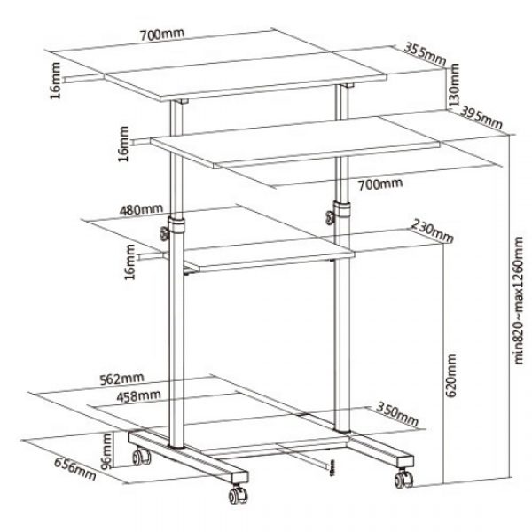 Bureau zit sta laptop tafel werkstation - lessenaar lectern - verrijdbaar - hoogte verstelbaar - Meubel Plein