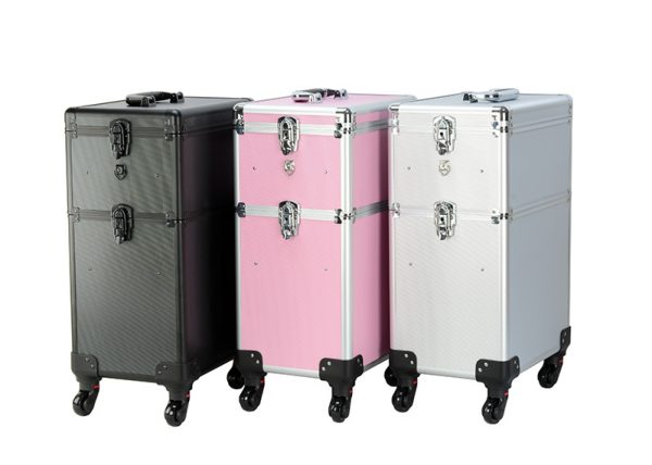 VDD - Kapperskoffer trolley - visagie make up koffer trolley - schminkkoffer - beauty case - zwart - Meubel Plein