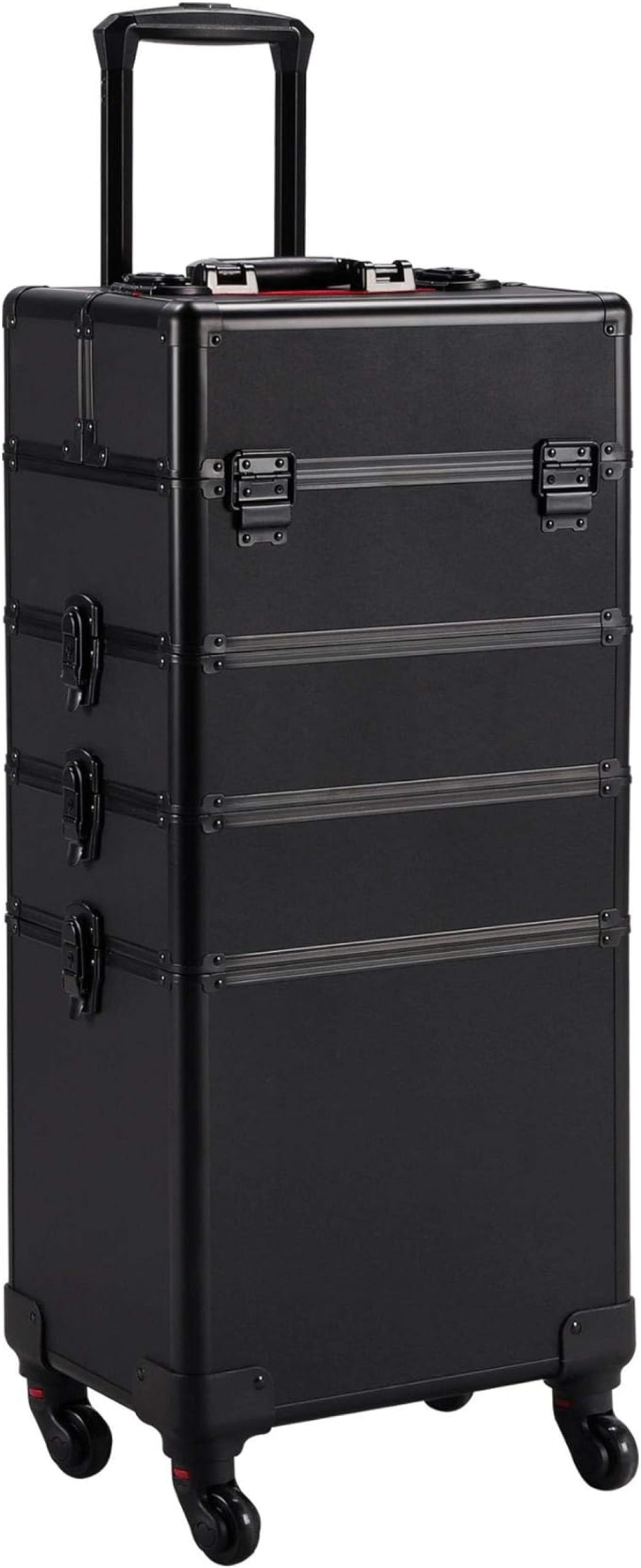 Visagie make up koffer cosmetica kappers trolley beauty case 4 in 1 zwart - alternatieve afbeelding