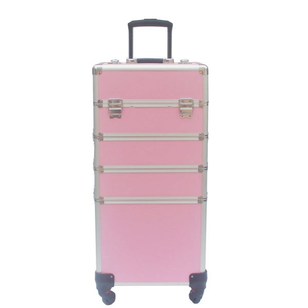 Visagie make up koffer cosmetica kappers trolley beauty case 4 in 1 Roze - Meubel Plein