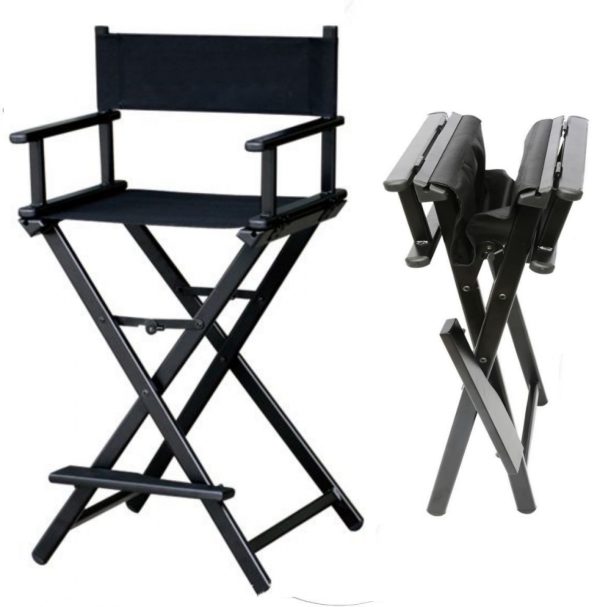 VDD – Stoel - Kruk – Klap Stoel - Make up Stoel – Visagie Stoel – Regisseursstoel – Kaptafel Stoel – Make up Kruk – Kaptafel Kruk - Makeup Stoel - Zwart - Meubel Plein