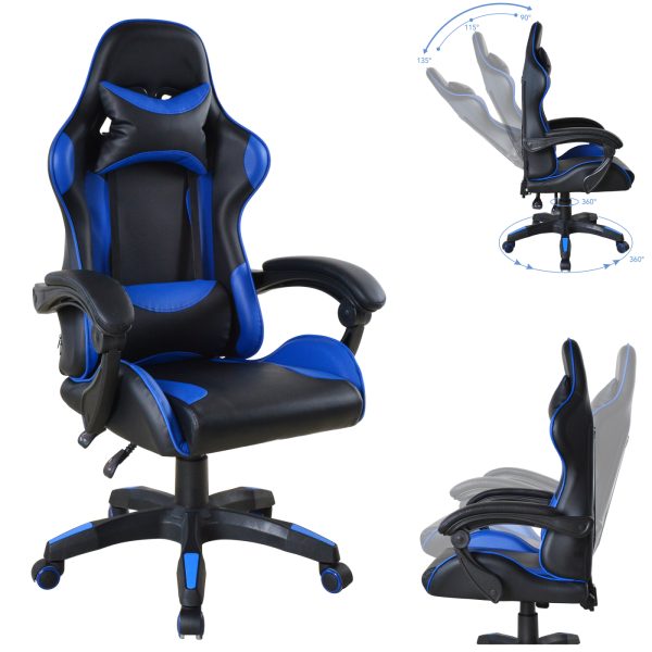 VDD Gaming - Gamestoel - Game Stoel - Gamingstoel - Gamestoel Zwart- Gamestoel Blauw - Bureaustoel - Bureau Stoel - Verstelbaar - Ergonomisch - Max 120 kg - Meubel Plein