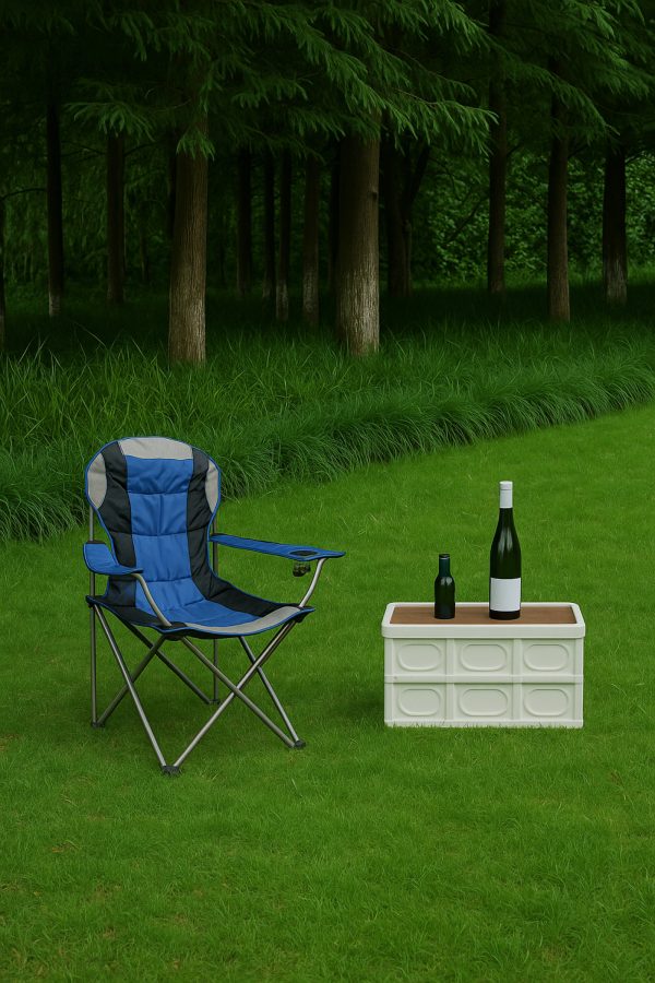 VDD - campingstoel - vouwstoel - campingstoel opvouwbaar - camping stoel - campingstoelen - campingstoel opvouwbaar - opvouwbaar - bekerhouder - blauw - set van 2 - Meubel Plein