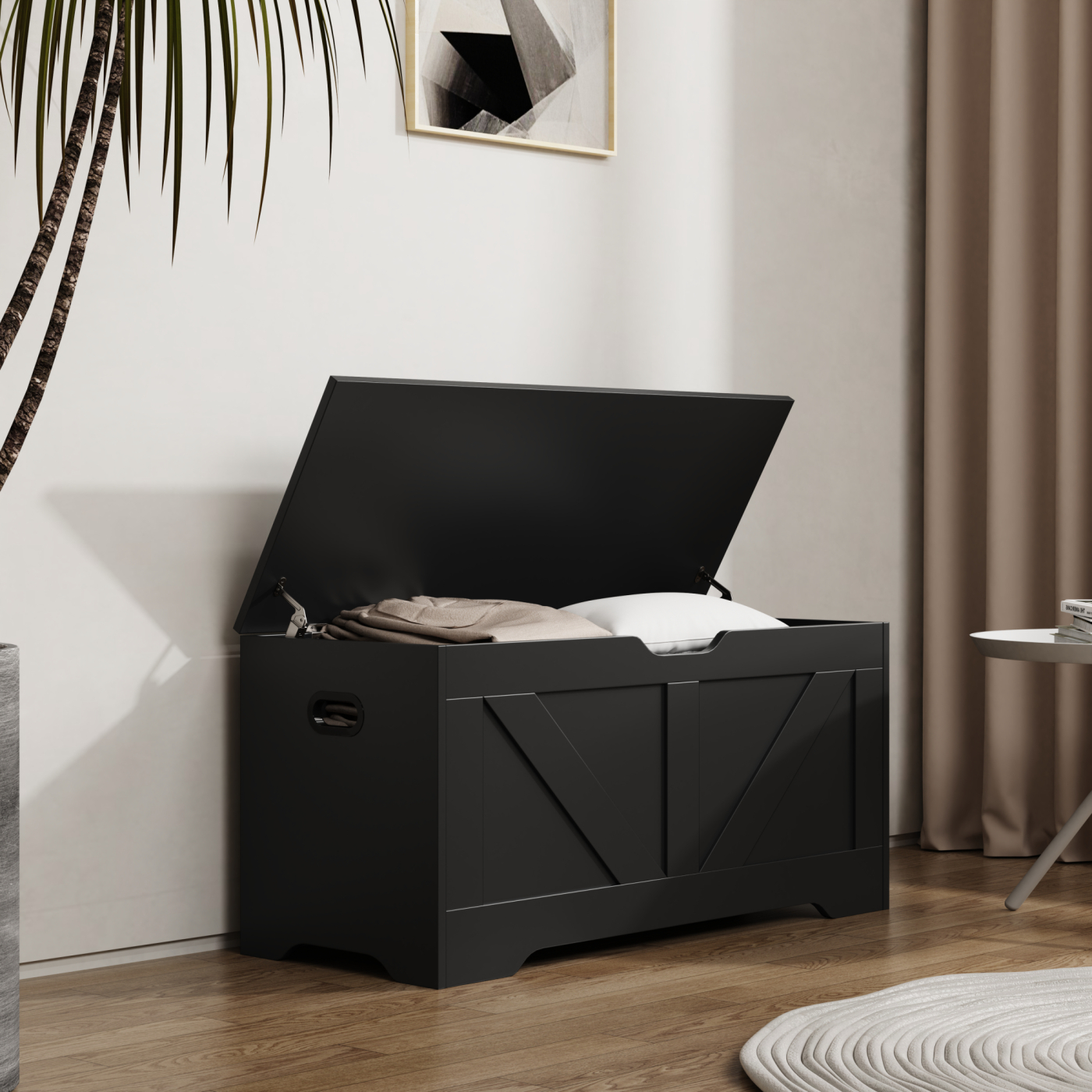 VDD - Opbergkist hout - speelgoedkist - dekenkist - zwart - groot - alternatieve afbeelding