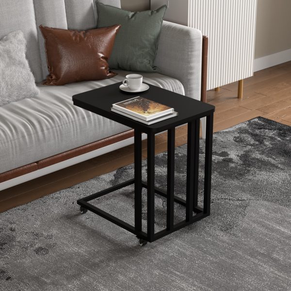 VDD - bijzettafel - verrijdbaar - op wielen - zwart - hout - Meubel Plein
