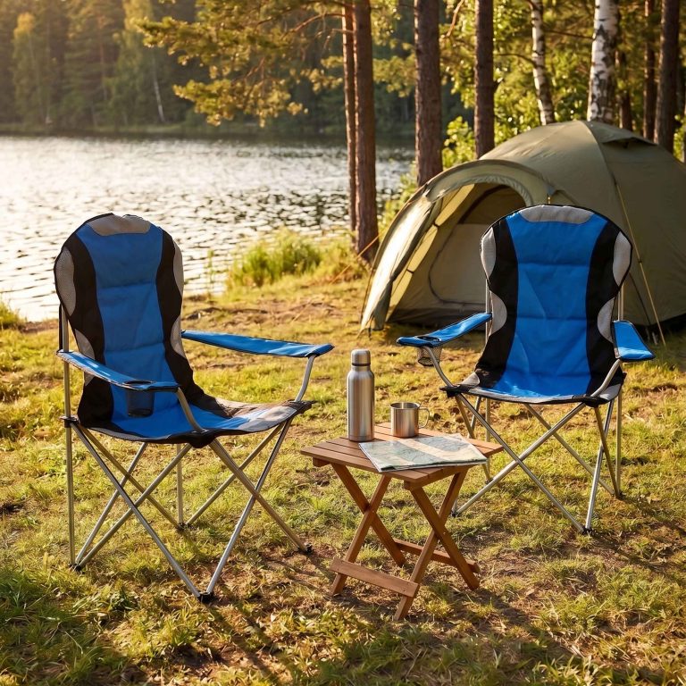 VDD - campingstoel - vouwstoel - campingstoel opvouwbaar - camping stoel - campingstoelen - campingstoel opvouwbaar - opvouwbaar - bekerhouder - blauw - set van 2 - alternatieve afbeelding