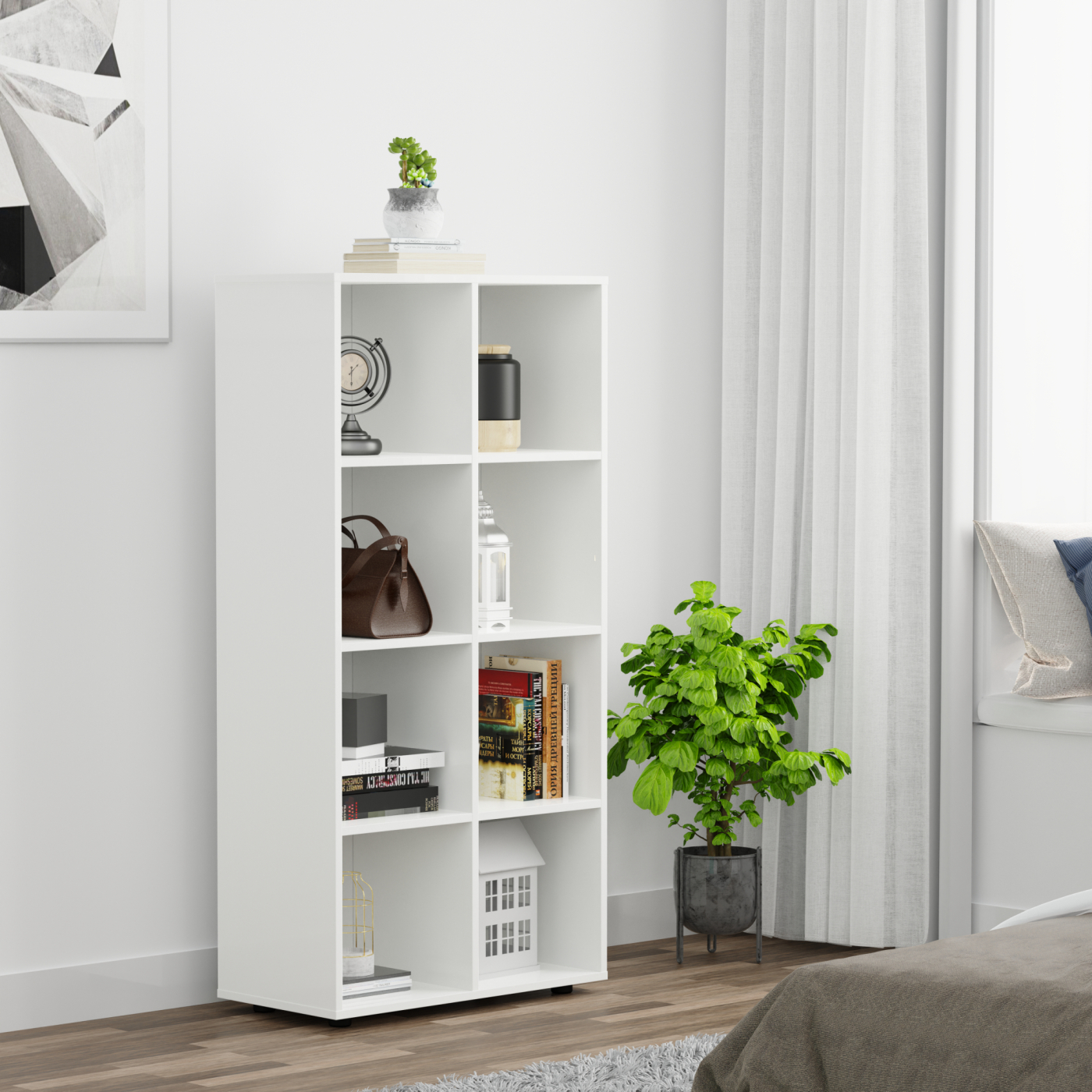 Vakkenkast Vakkie 8 open vakken opbergkast - boekenkast - wandkast – wit - alternatieve afbeelding