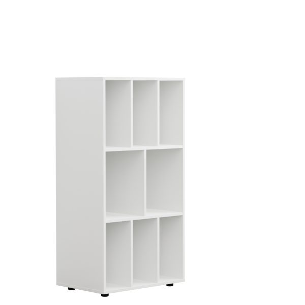 LP vinyl opbergkast - platenkast - opbergrek - platenrek - boekenkast - 8 vakken – wit - Meubel Plein