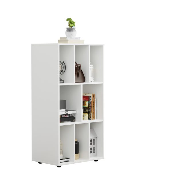 LP vinyl opbergkast - platenkast - opbergrek - platenrek - boekenkast - 8 vakken – wit - Meubel Plein