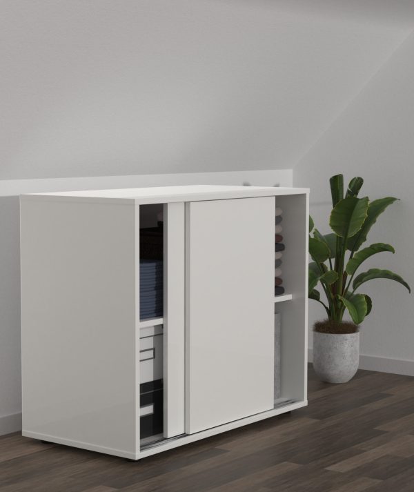 VDD - Wandkast - Wand kast - Archiefkast - Wandkast Wit - Archief kast - Archiefkast wit - Wandkast met schuifdeur - Archiefkast met schuifdeur - wit - Meubel Plein