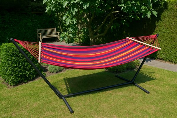 VDD - hangmat - 220 x 160 - multicolour rood - geschikt voor 2 personen - Meubel Plein