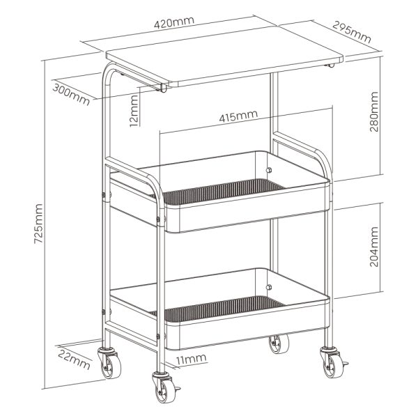 VDD - industriele trolley - op wielen - opslag trolley - zwart - Meubel Plein
