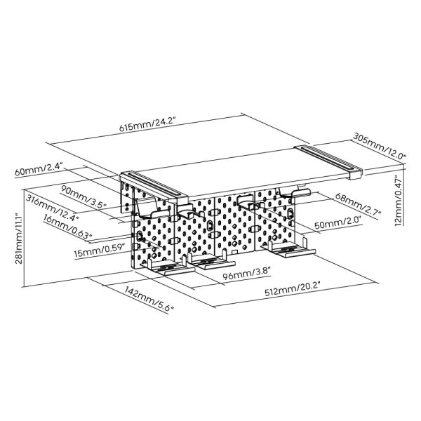 VDD - Mediaplank - opslag voor media - pegboard - zwart - Meubel Plein