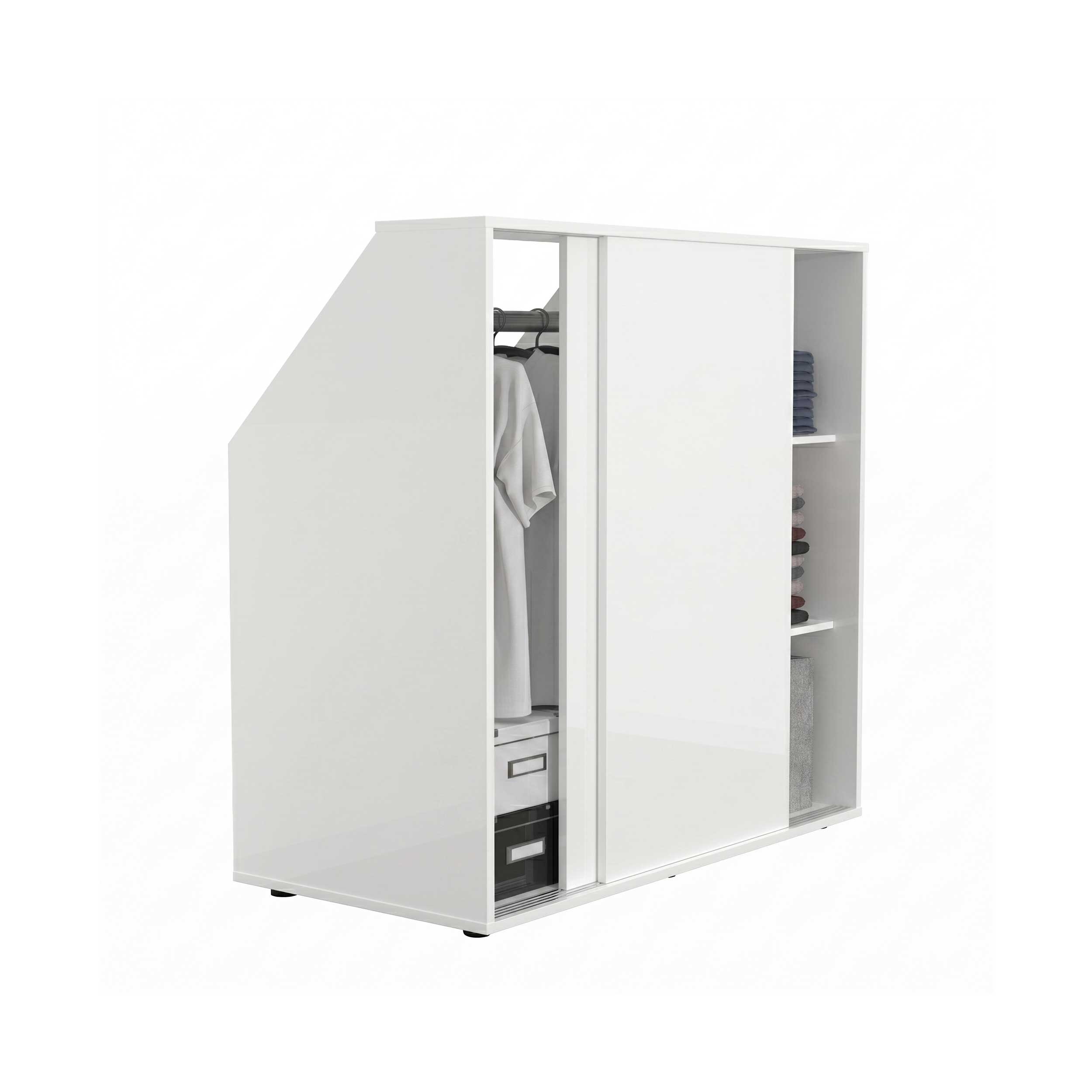VDD - Schuine wandkast - Kledingkast - Kleding kast- Opbergkast - Kledingkast wit - Opbergkast wit - Kledingkast met planken
