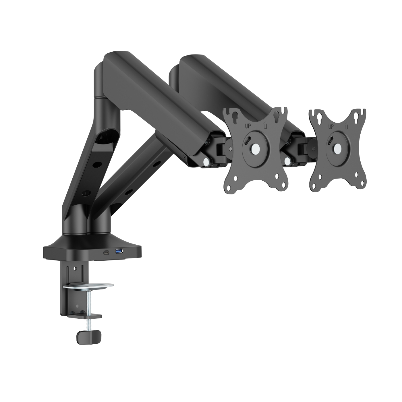 VDD Dubbele Monitor Arm - Monitor Beugel - Scherm Beugel - In Hoogte Verstelbaar - Voor 2 Schermen - Ergonomisch Ontwerp - Zwart