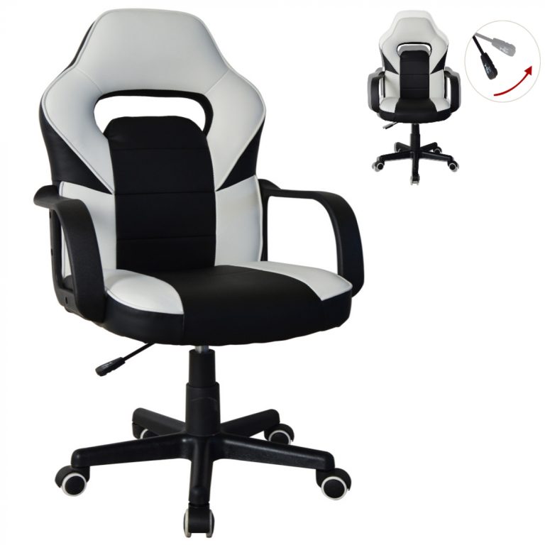 VDD Gamestoel Cyclone met Voetsteun in de kleur Zwart/Blauw