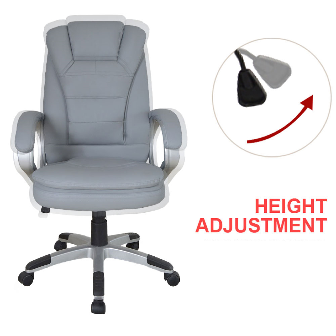 Bureaustoel - directiestoel - ergonomisch verstelbaar - extra dikke vulling - grijs - alternatieve afbeelding