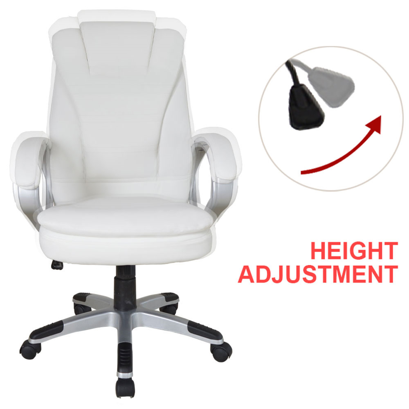 Bureaustoel - directiestoel - ergonomisch verstelbaar - extra dikke vulling - wit - alternatieve afbeelding