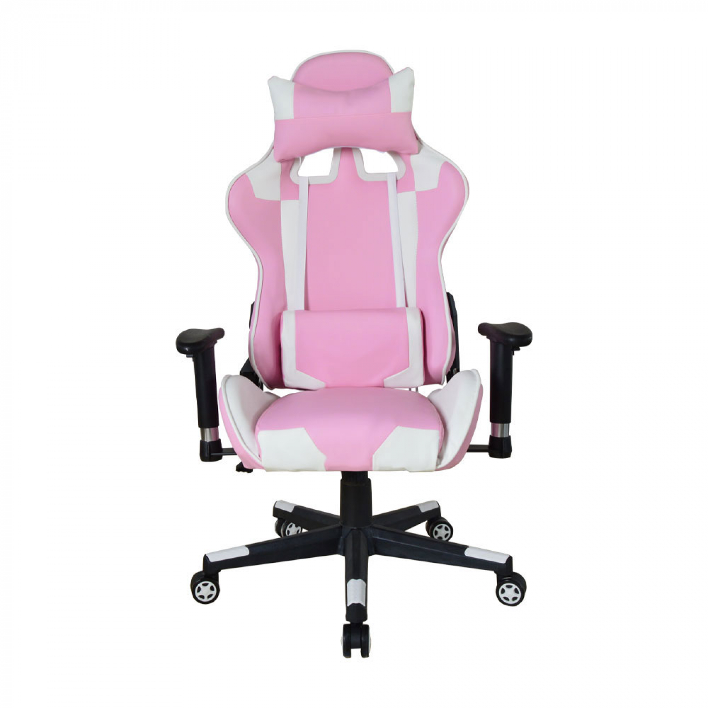 Bureaustoel gamestoel Thomas - racing gaming stijl stoel - ergonomisch - roze wit - alternatieve afbeelding
