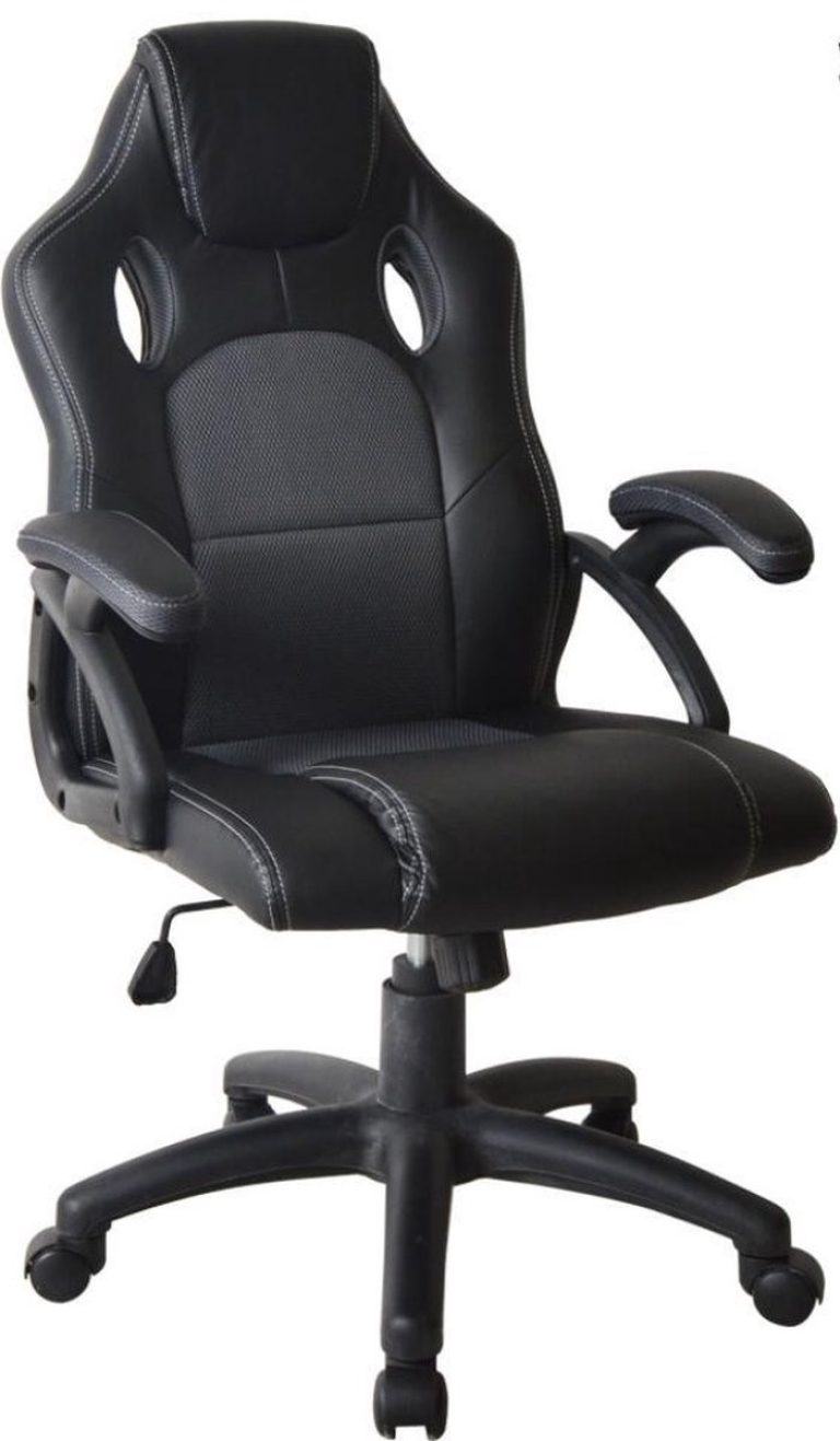 VDD Gamestoel Cyclone met Voetsteun in de kleur Zwart/Grijs