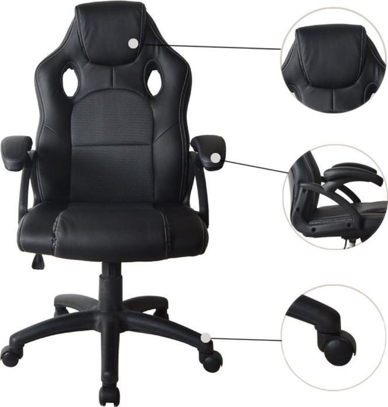 VDD Gamestoel Cyclone met Voetsteun in de kleur Zwart/Grijs