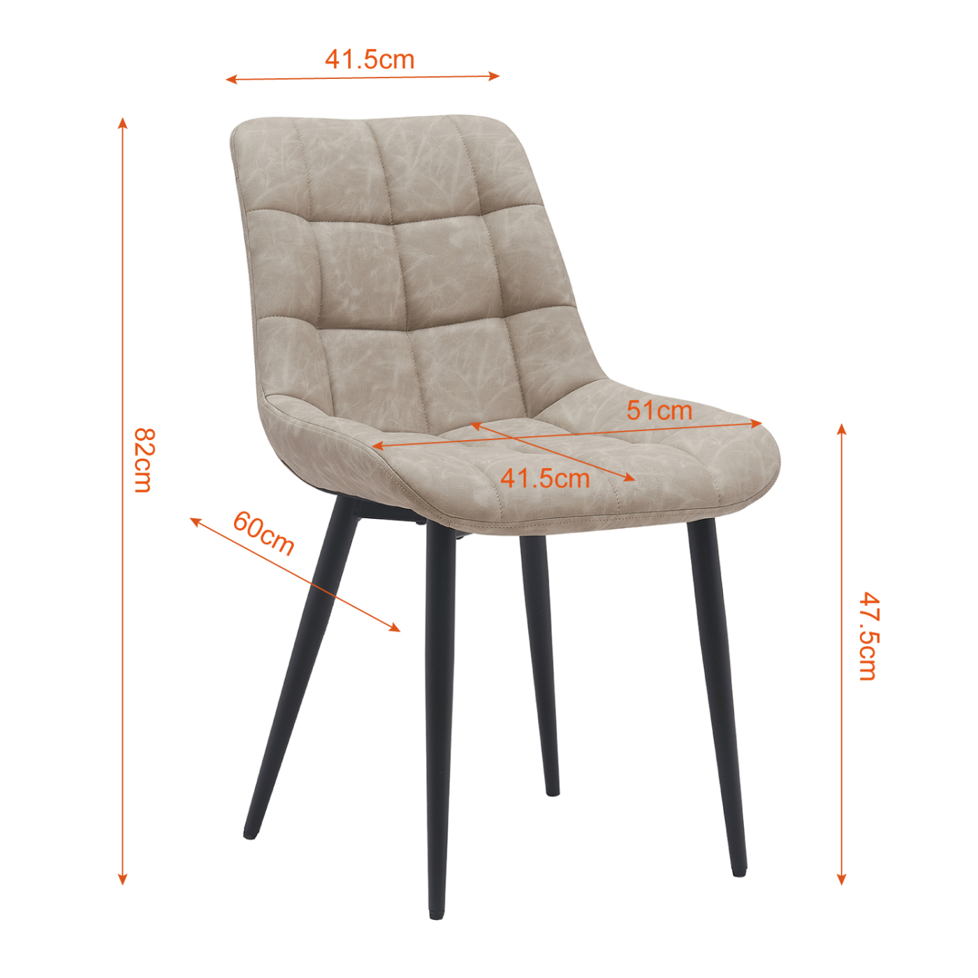 VVD eetkamerstoel - beige - zwart - metalen frame - industrieel - set van 2 - alternatieve afbeelding