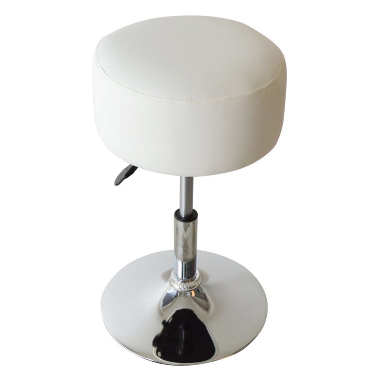Krukje retro vintage - kaptafel krukje -  hoogte verstelbaar tot 65 cm - wit - alternatieve afbeelding