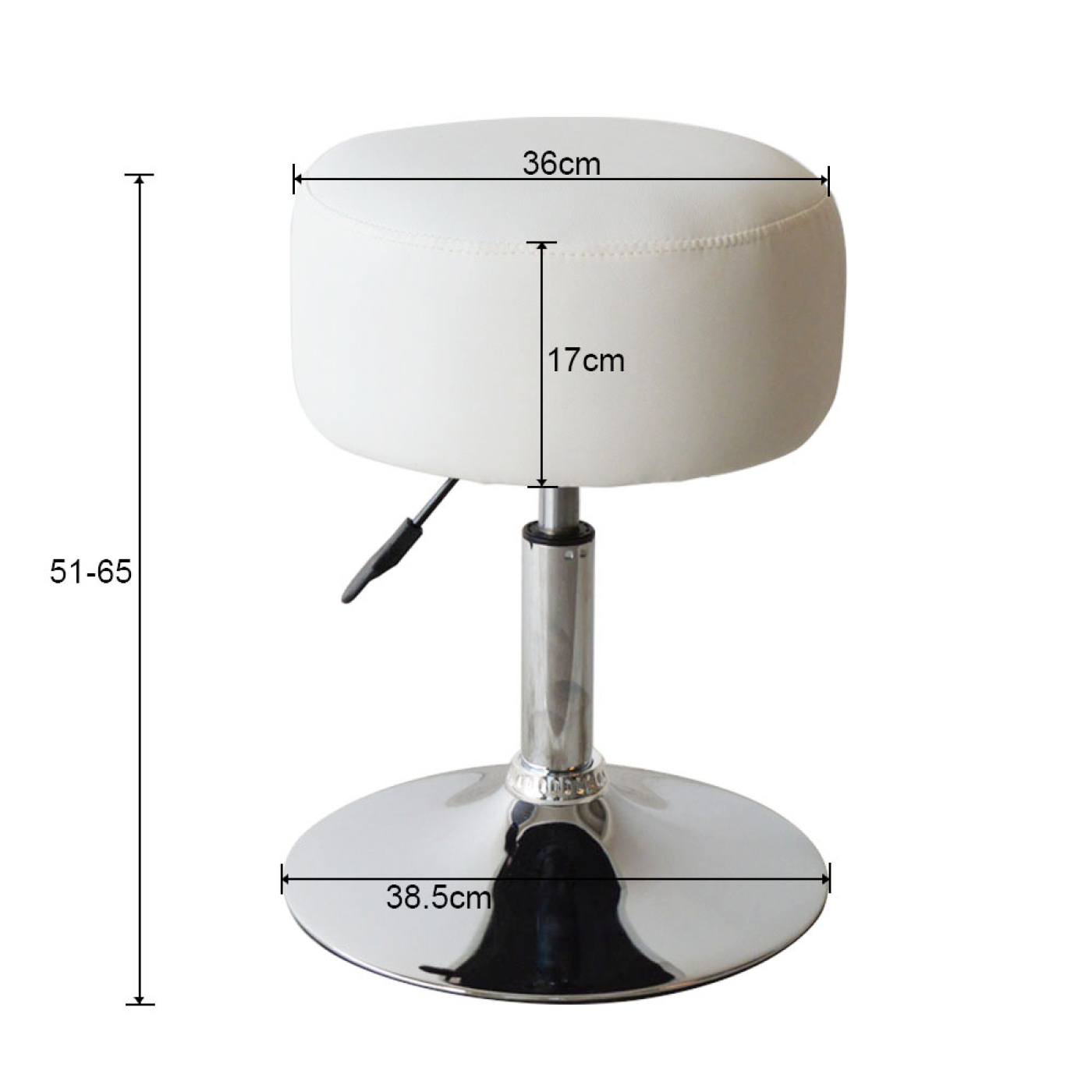 Krukje retro vintage - kaptafel krukje - hoogte verstelbaar tot 65 cm - wit - Meubel-Plein Krukje retro vintage - kaptafel krukje - hoogte verstelbaar tot 65 cm - wit - Meubel-Plein