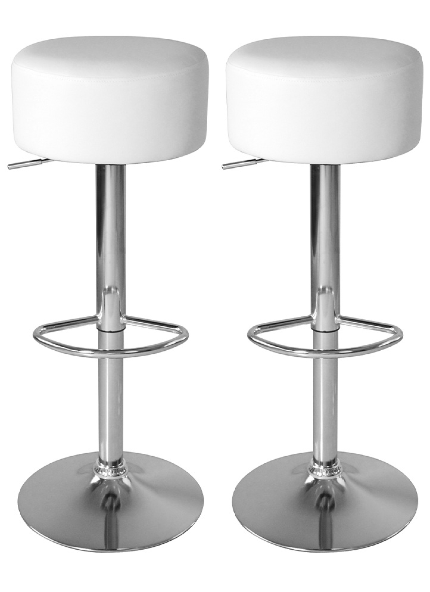 Elegante Barkrukken met Witte Zitting en Verstelbare Hoogte - Keukenstoel - Set van 2