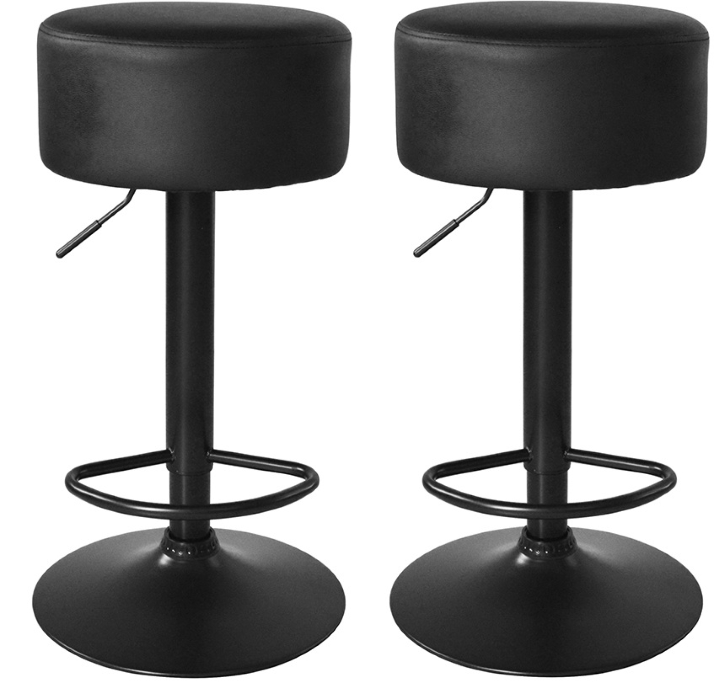 Set van 2 barkrukken in hoogte verstelbaar - Barkruk - zwart - keukenstoel