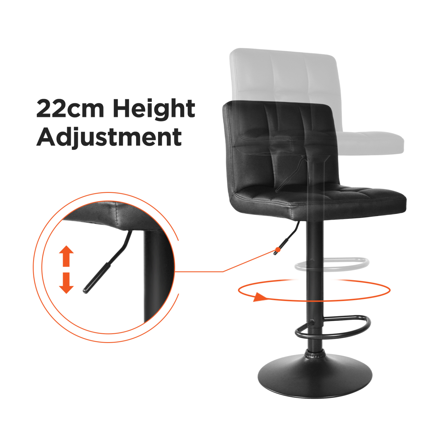 Zwarte Barstoel - Stijlvol en Verstelbaar - Modern Design - Set van Twee barkrukken - Meubel-Plein Zwarte Barstoel - Stijlvol en Verstelbaar - Modern Design - Set van Twee barkrukken - Meubel-Plein