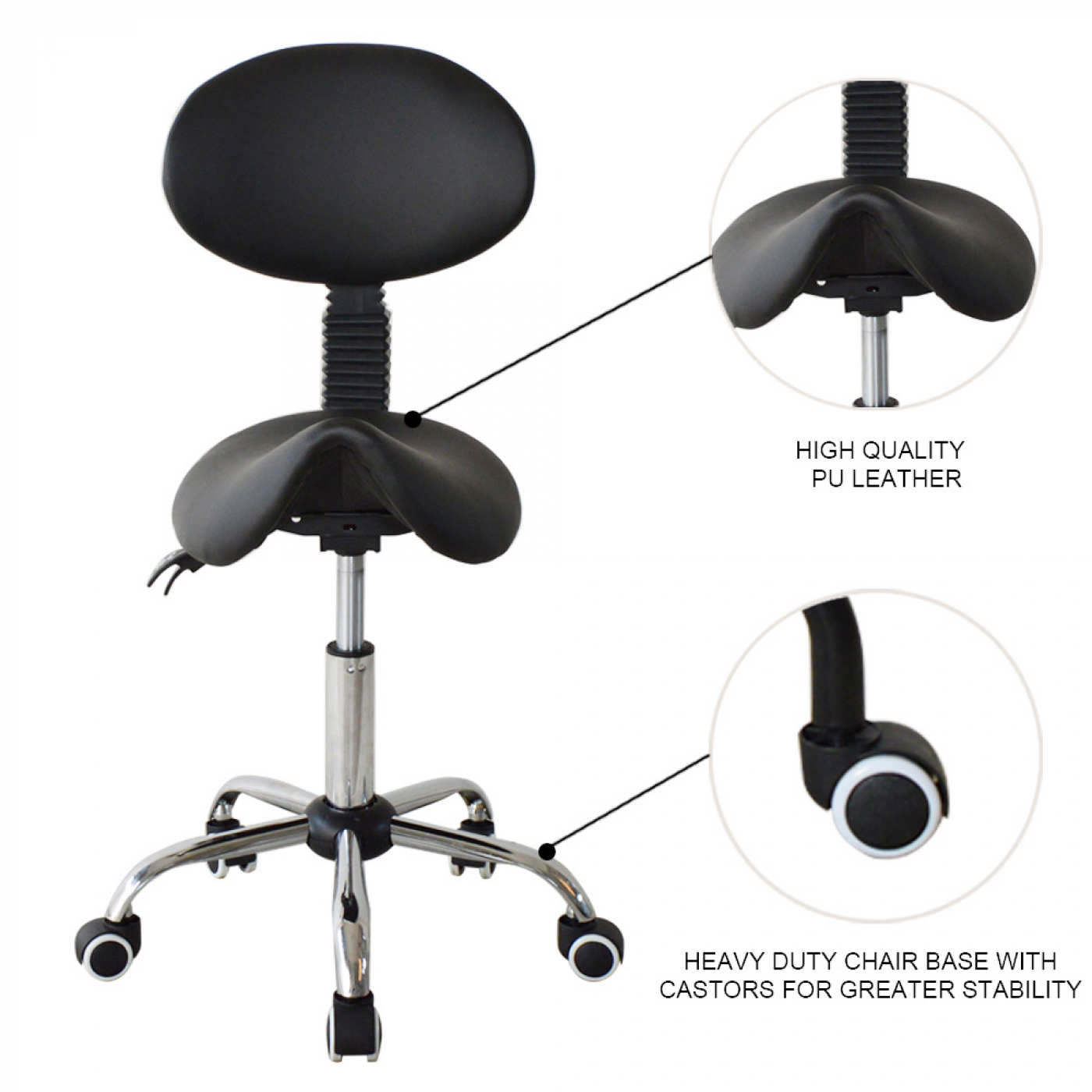 Zadelkruk rugleuning ergonomisch kantelbaar - kapperskruk - tabouret - hoogte verstelbaar - alternatieve afbeelding