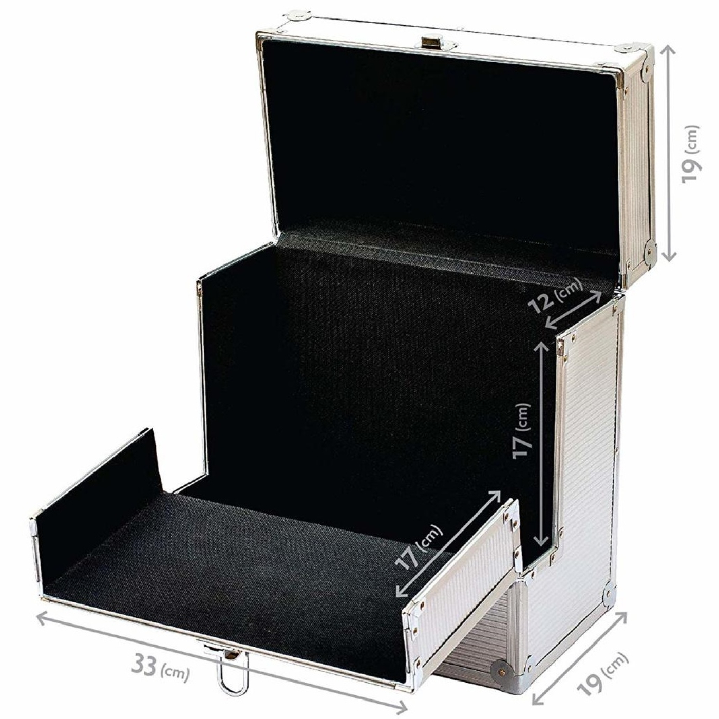 Vinyl LP koffer platenkoffer voor 40 stuks zilver aluminium - Meubel-Plein Vinyl LP koffer platenkoffer voor 40 stuks zilver aluminium - Meubel-Plein