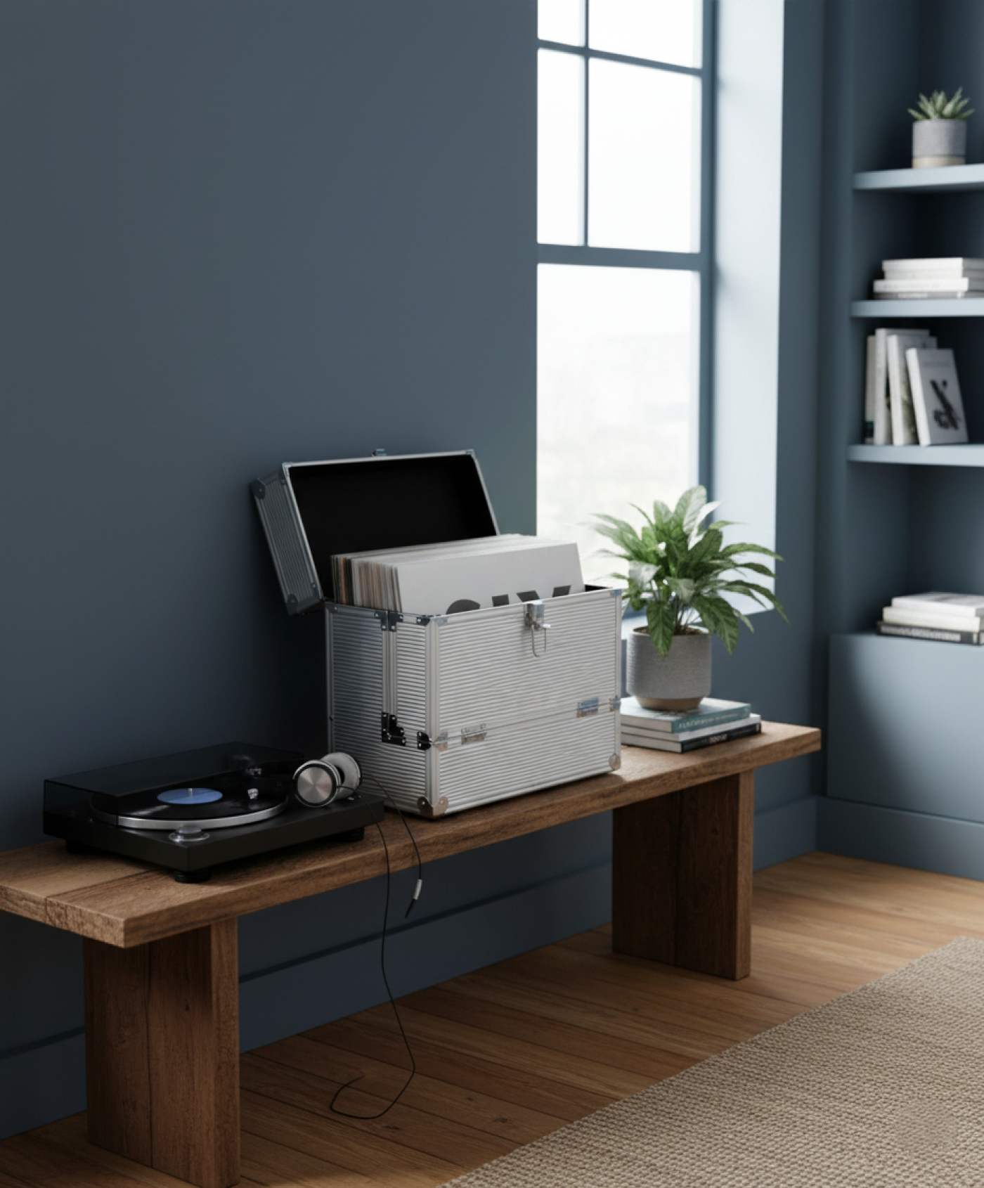 Vinyl LP koffer platenkoffer voor 40 stuks zilver aluminium - Meubel-Plein Vinyl LP koffer platenkoffer voor 40 stuks zilver aluminium - Meubel-Plein