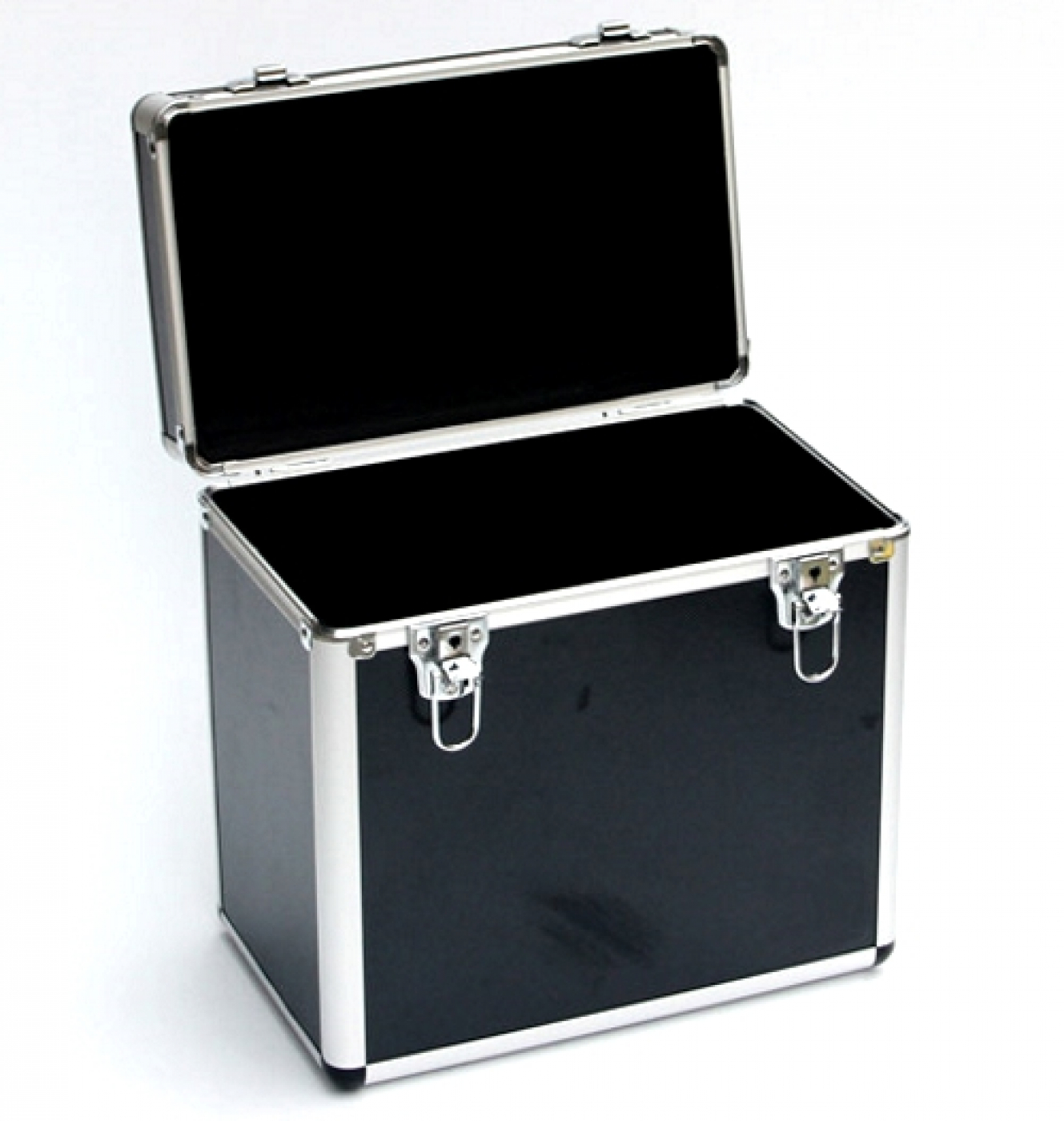 Platenkoffer voor 50 stuks 12 inch LP vinyl afsluitbaar zwart