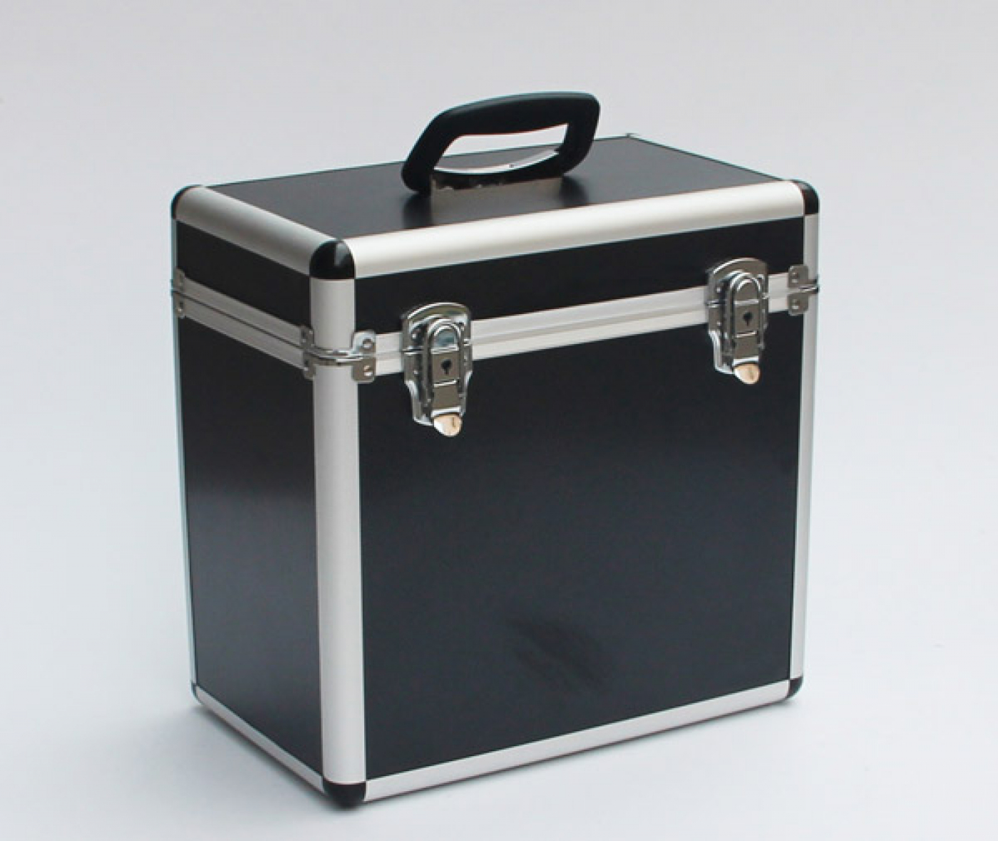 Platenkoffer voor 50 stuks 12 inch LP vinyl afsluitbaar zwart - alternatieve afbeelding