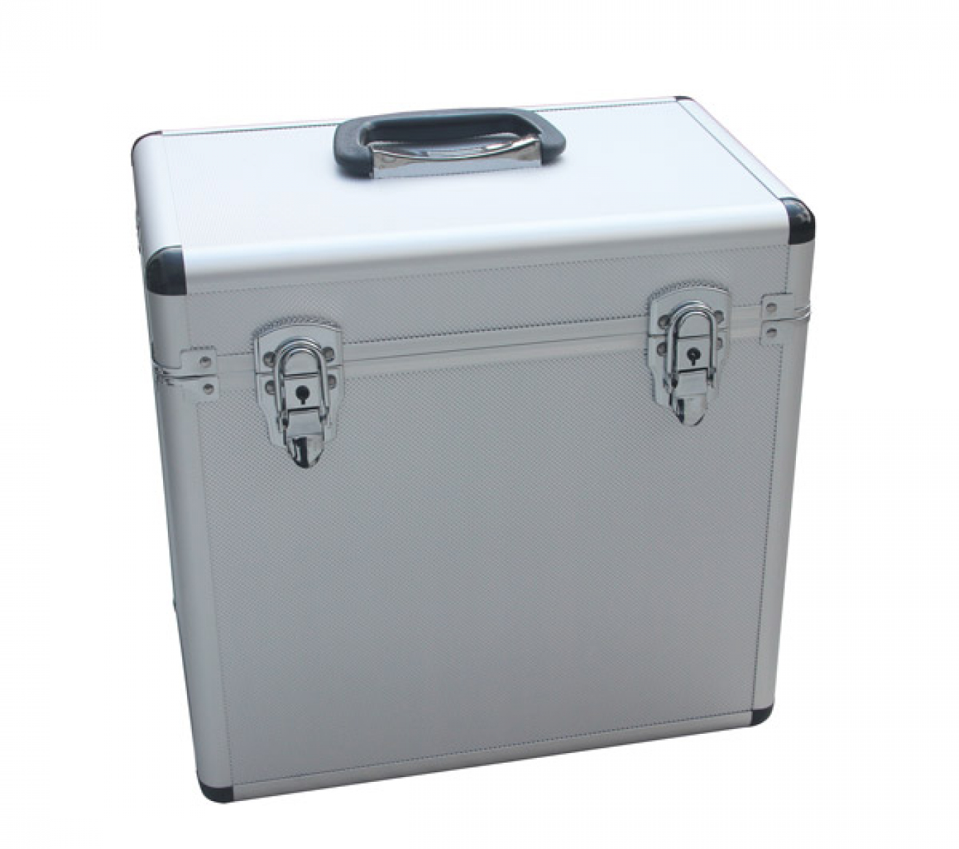 Platenkoffer voor 50 stuks 12 inch LP vinyl afsluitbaar zilver - alternatieve afbeelding