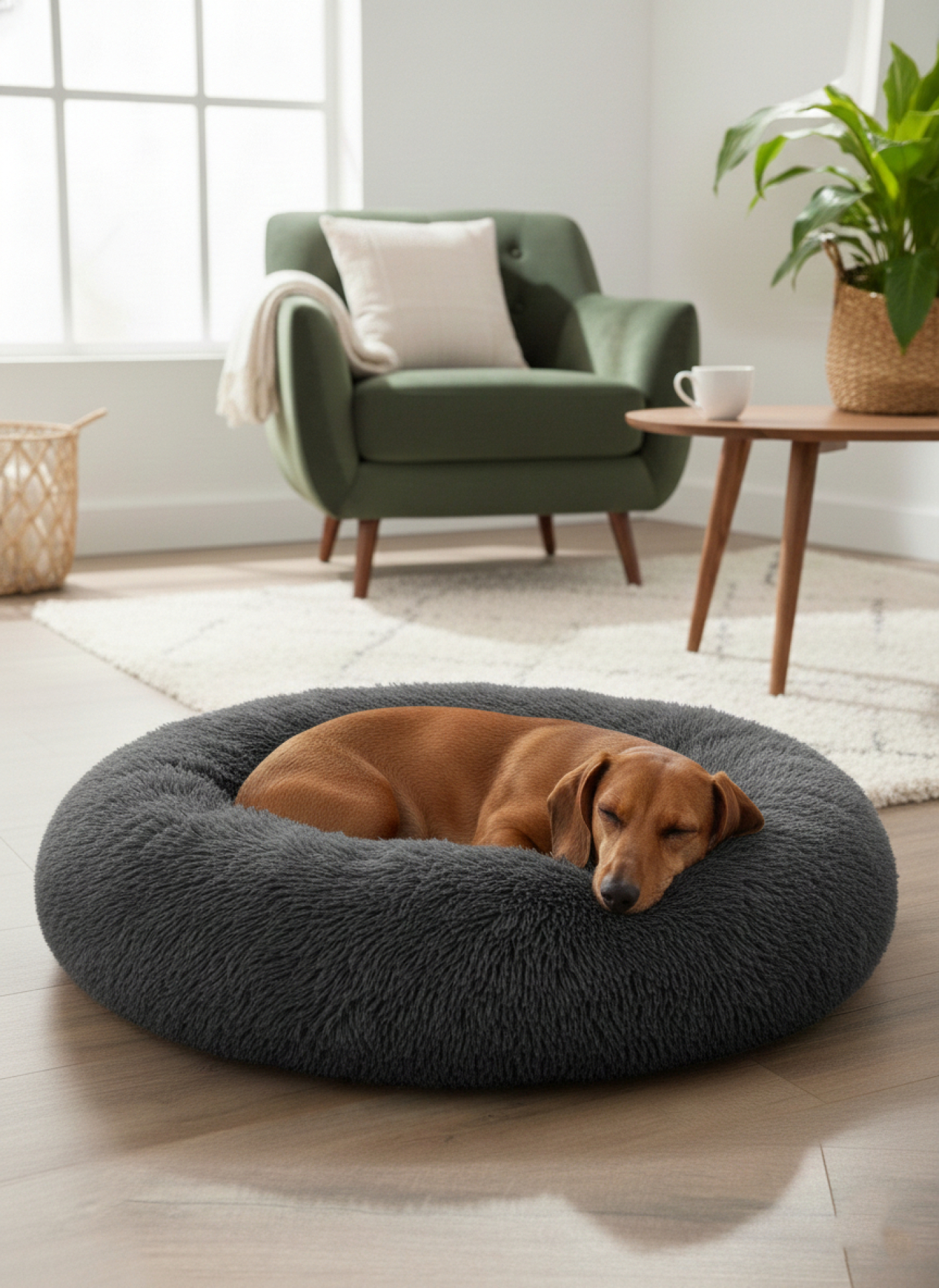 Hondenmand - hondenbed - donut hondenmand - 80cm - zwart - alternatieve afbeelding