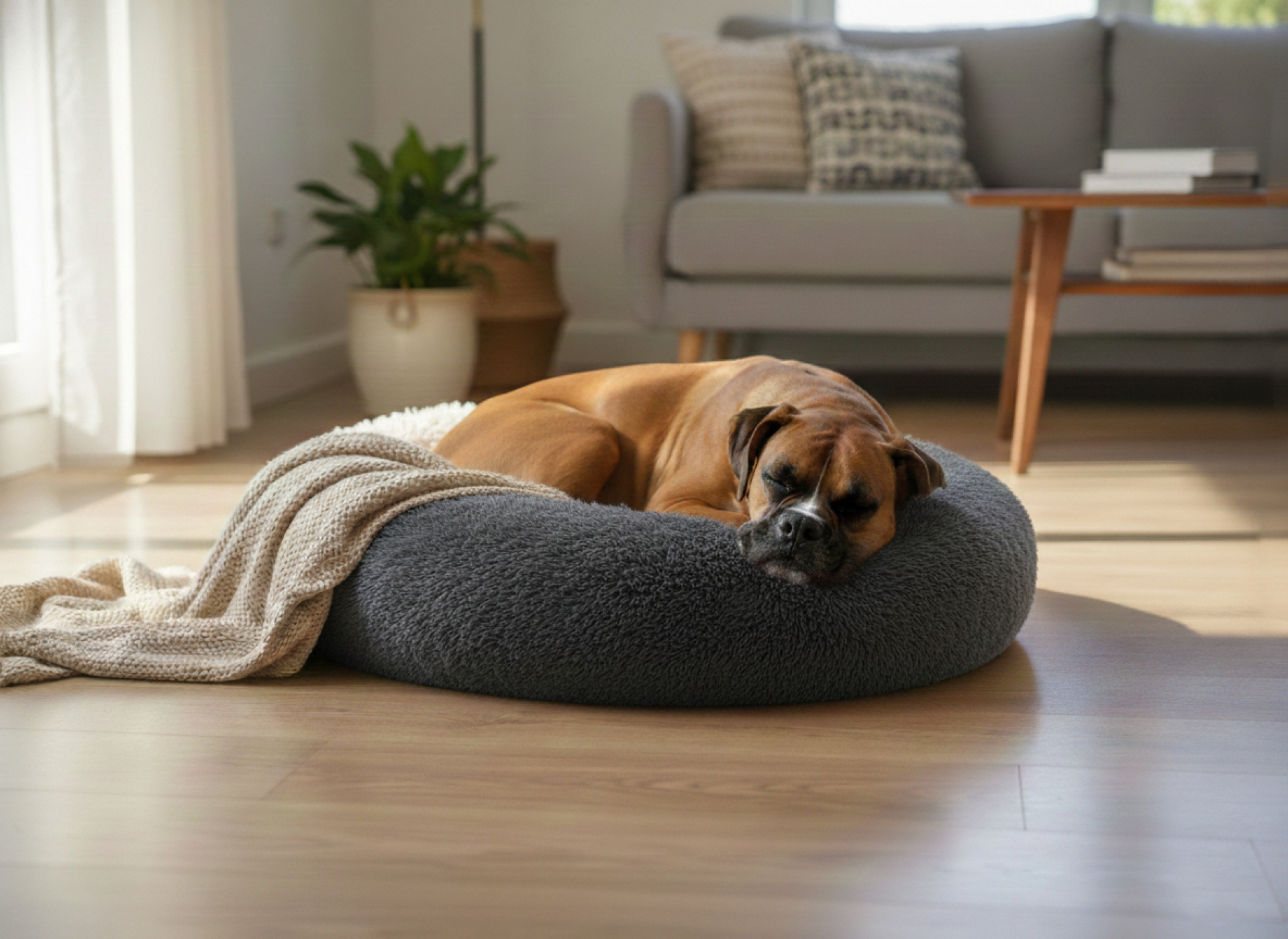 Hondenmand - hondenbed - donut hondenmand - 100cm - zwart - alternatieve afbeelding