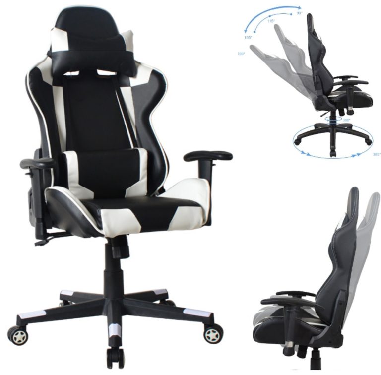 VDD Gaming Gamestoel Thomas - Ergonomische Gaming Stoel - Zwart/Wit