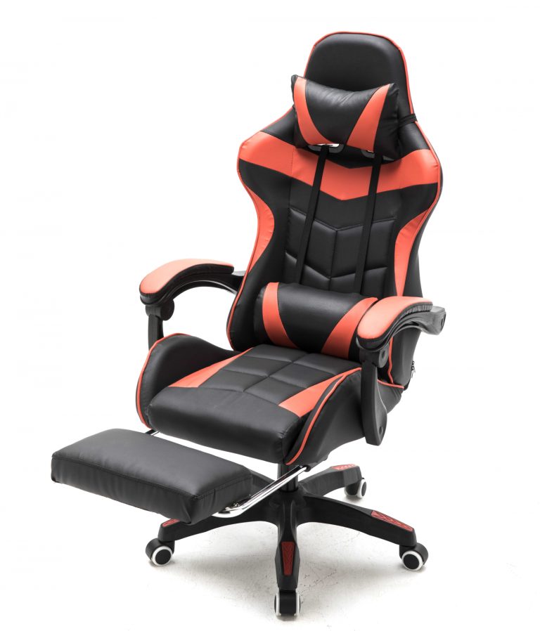 VDD Gamestoel Cyclone met Voetsteun in de kleur Zwart/Wit