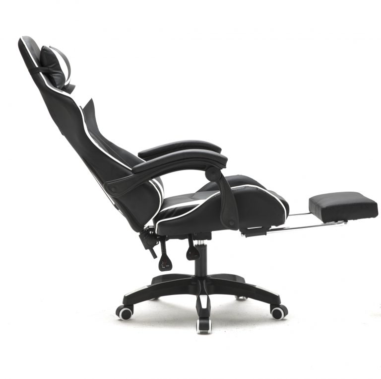 VDD Gaming Gamestoel Cyclone - Bureaustoel met Voetsteun - Zwart/Wit - alternatieve afbeelding