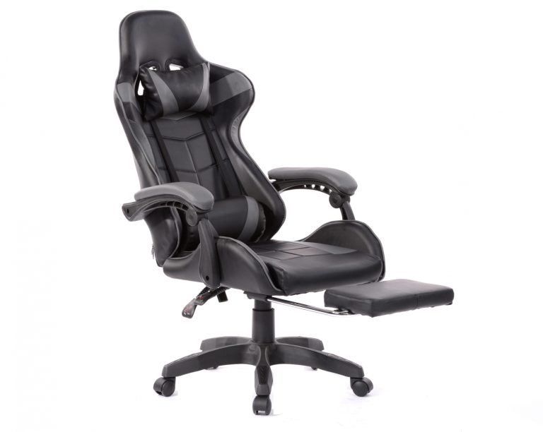 VDD Gaming Gamestoel Cyclone - Bureaustoel met Voetsteun - Zwart/Grijs