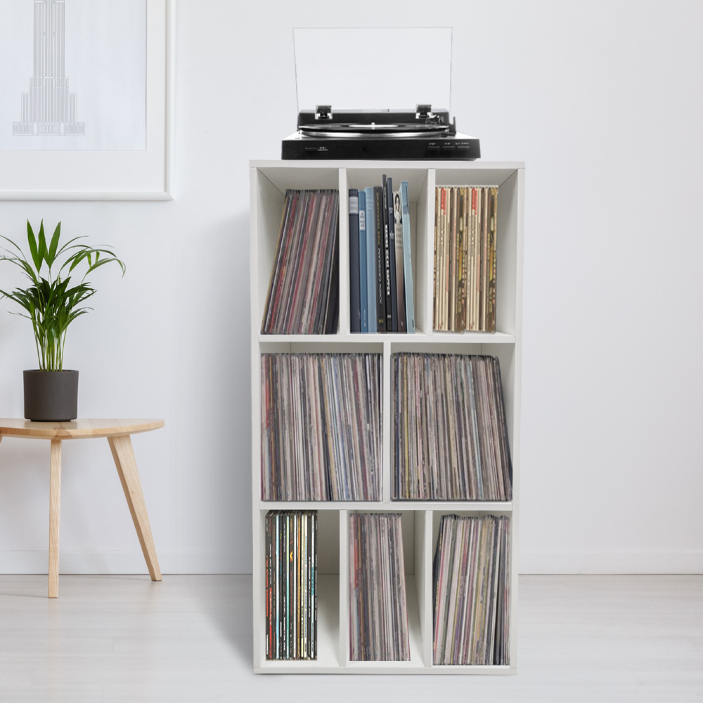 VDD LP Platen Opbergkast - LP Opbergen - Vinyl Platen Kast - Boekenkast - Wit - alternatieve afbeelding