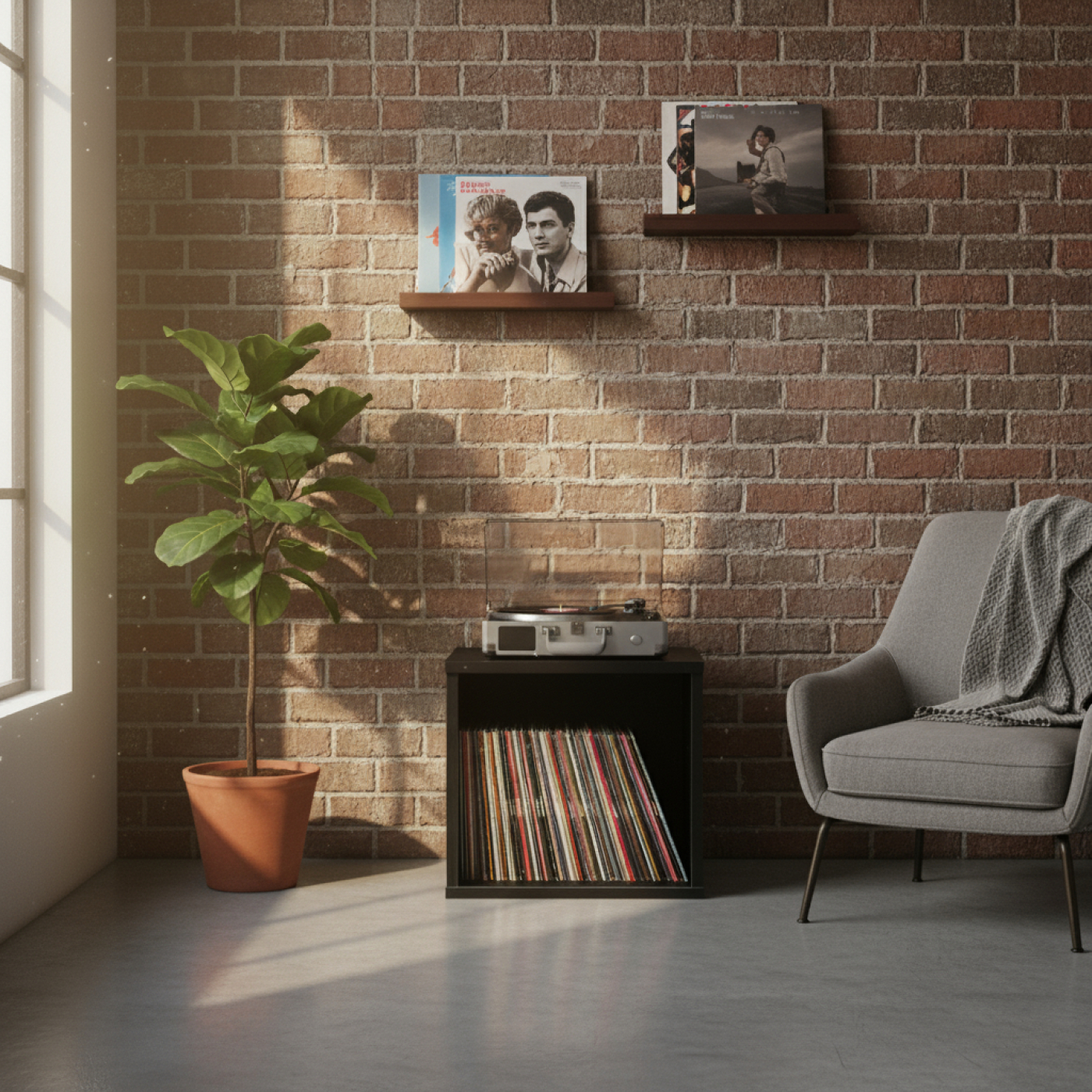 LP vinyl opbergkast kubus - platenkast - lp vinyl platen opbergrek - zwart - alternatieve afbeelding