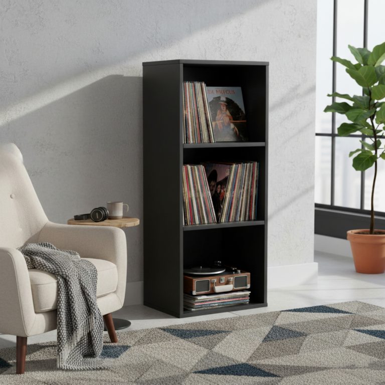 VDD Vinyl Opbergkast - Kast met 3 Vakken - 105 x 36 x 34,5 cm - Zwart - alternatieve afbeelding