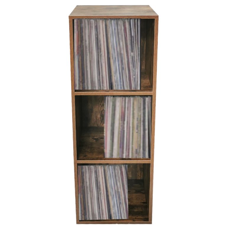 VDD Vinyl Opbergkast - Kast met 3 Vakken - 105 x 36 x 34,5 cm - Bruin