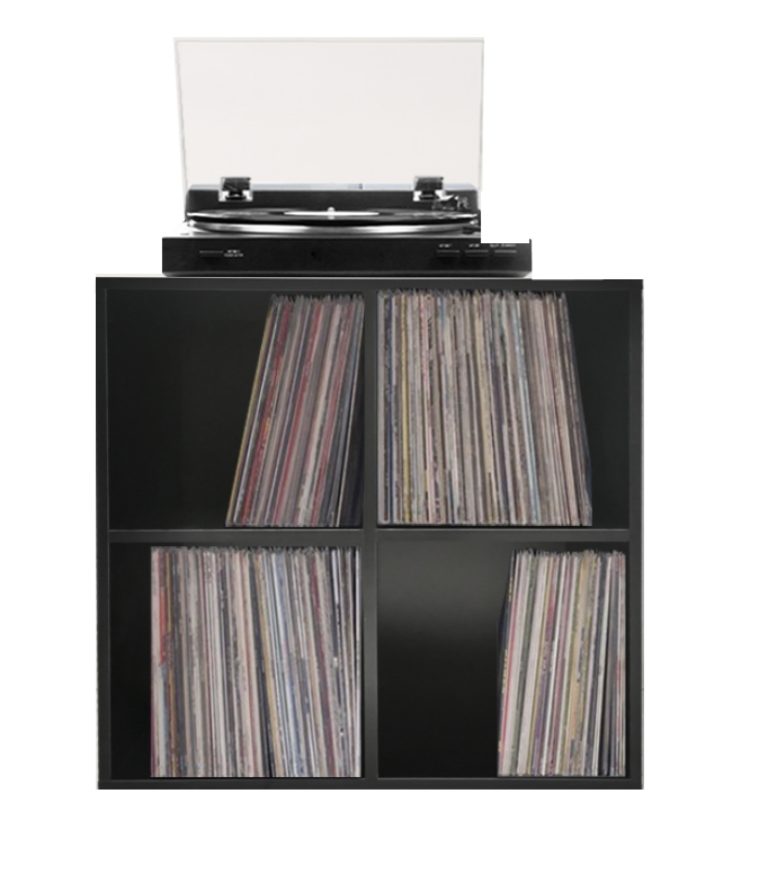 VDD Vinyl Opbergkast - Kast met 4 Vakken - 70,5 x 70,5 x 34,5 cm - Zwart