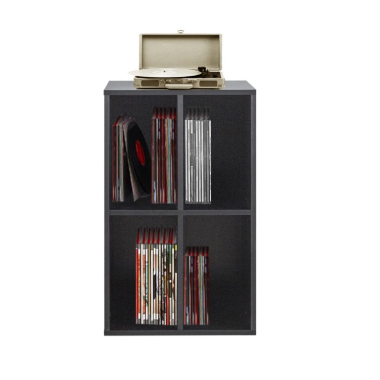 VDD Vinyl Opbergkast - Kast met 4 Vakken - 74,5 x 44,5 x 37 cm - Zwart