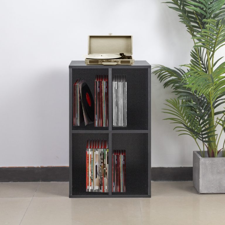 VDD Vinyl Opbergkast - Kast met 4 Vakken - 74,5 x 44,5 x 37 cm - Zwart - alternatieve afbeelding